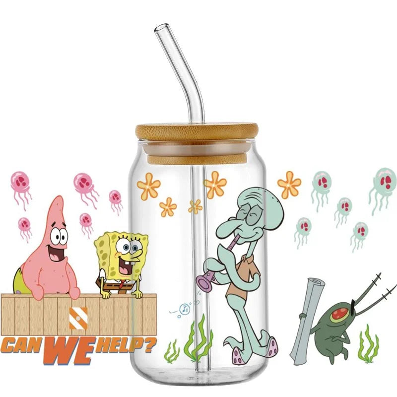 Miniso SpongeBob 16oz UV DTF 3D Waterproof Cup Wrap Sticker - Image 7