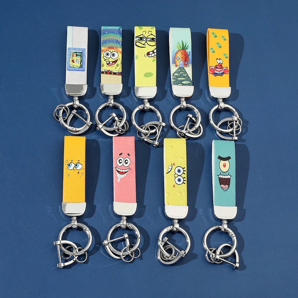 Cartoon SquarePants Leather Keychain
