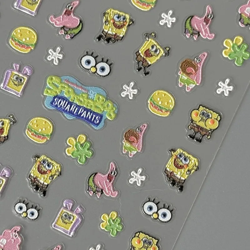 Cartoon SpongeBob Relief Nail Stickers - Image 2