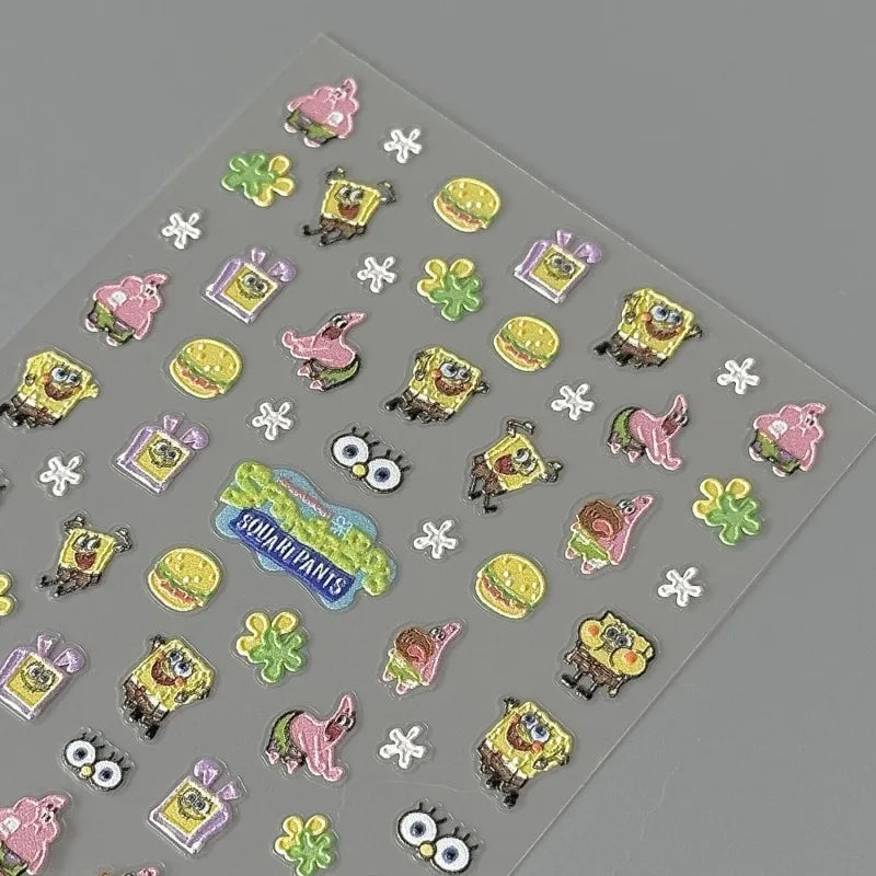 Cartoon SpongeBob Relief Nail Stickers - Image 6