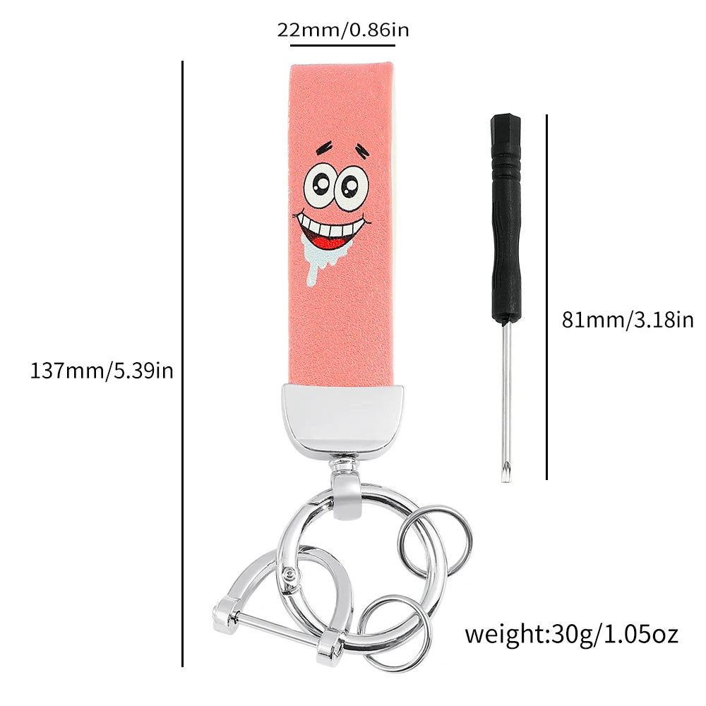 Cartoon SquarePants Leather Keychain - Image 2