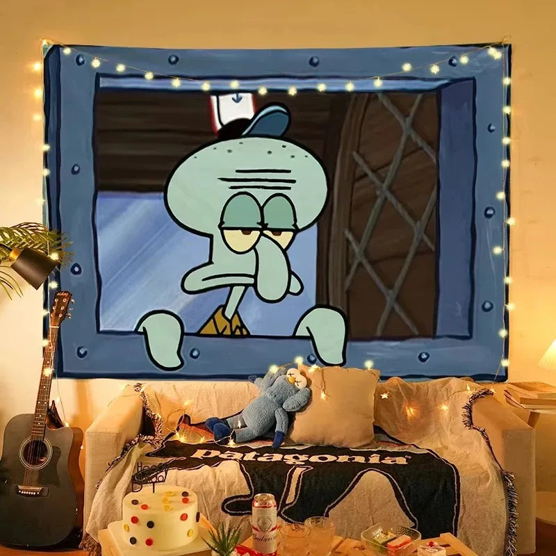 MINISO Squidward Tentacles Cartoon Tapestry - Image 5